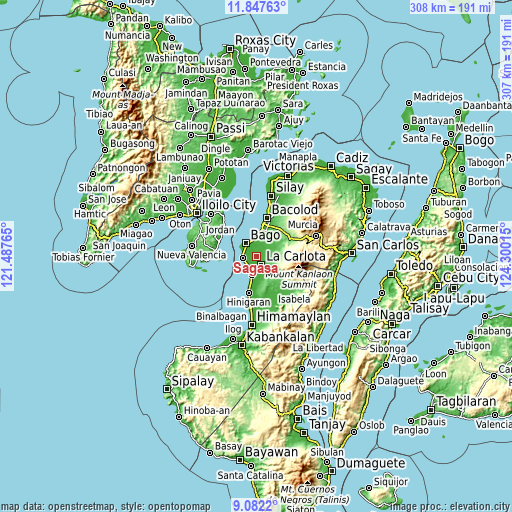 Topographic map of Sagasa