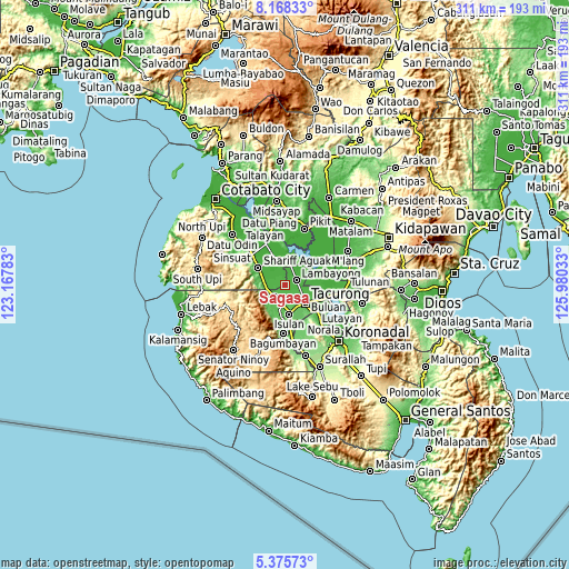 Topographic map of Sagasa