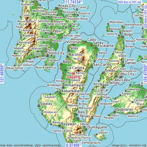 Topographic map of Sagang