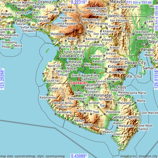 Topographic map of Sadsalan