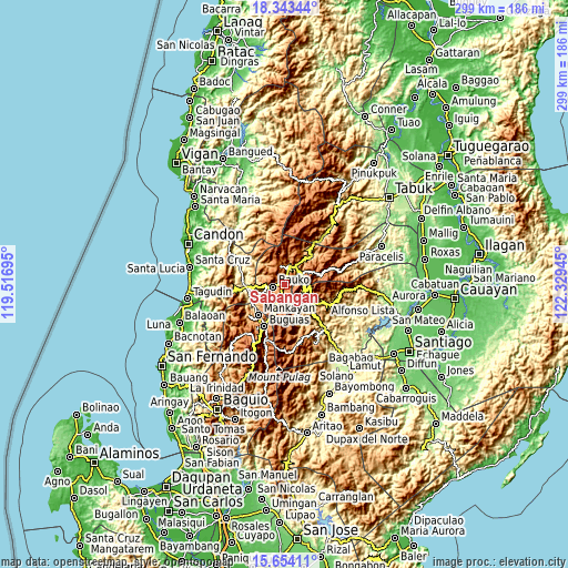 Topographic map of Sabangan