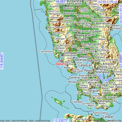 Topographic map of Sabang