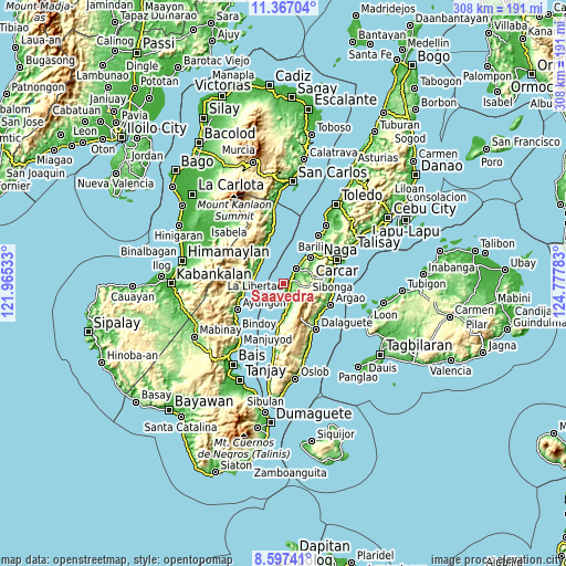 Topographic map of Saavedra