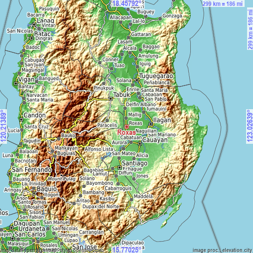 Topographic map of Roxas