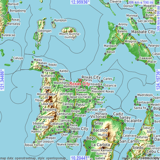 Topographic map of Roxas City