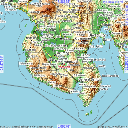 Topographic map of Rotonda