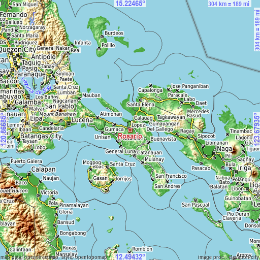 Topographic map of Rosario