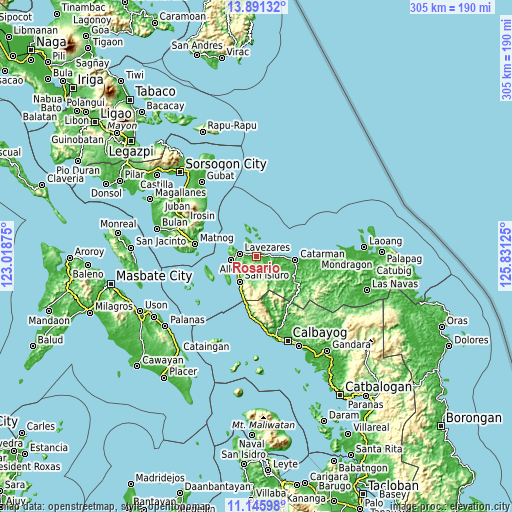 Topographic map of Rosario