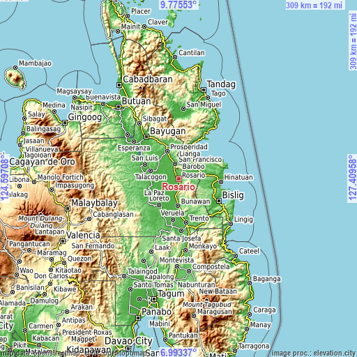 Topographic map of Rosario