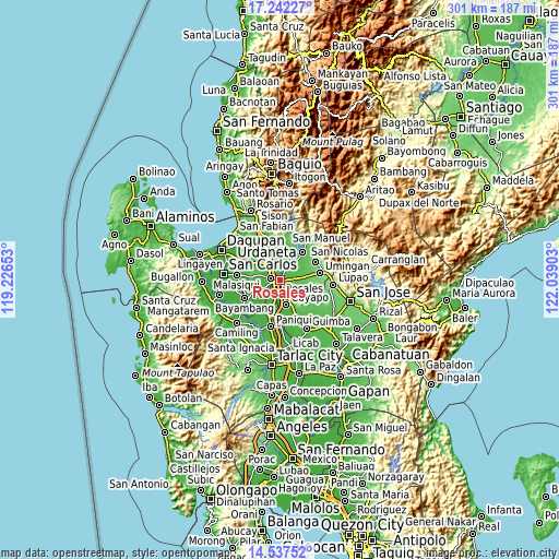 Topographic map of Rosales