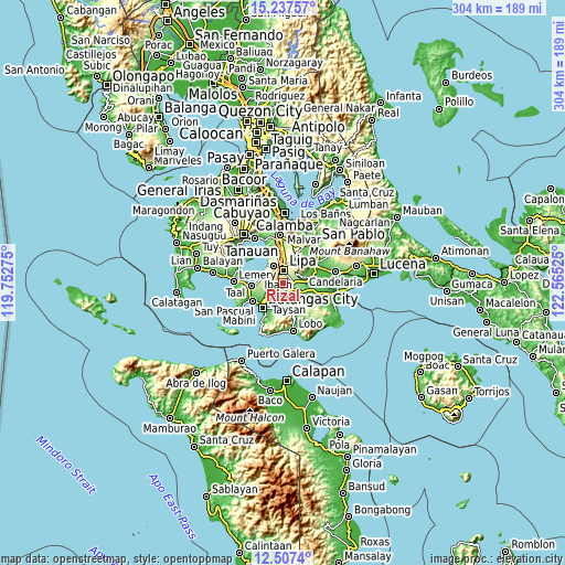 Topographic map of Rizal