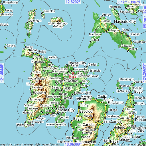 Topographic map of Rizal