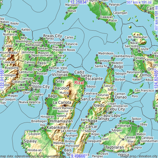 Topographic map of Rizal