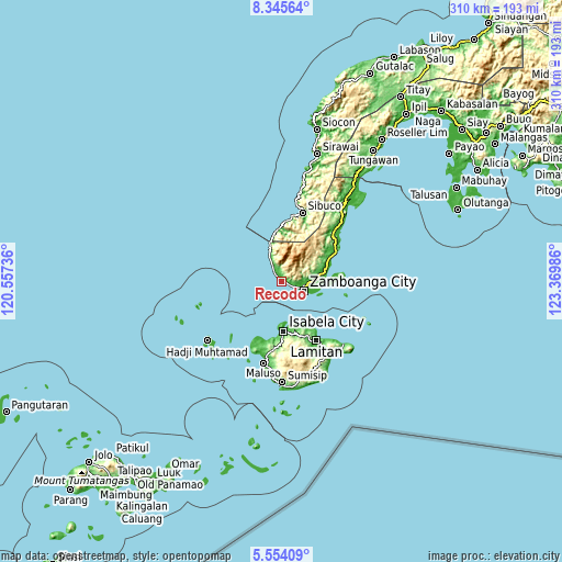 Topographic map of Recodo