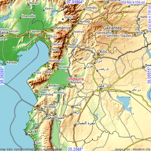 Topographic map of Jindayris