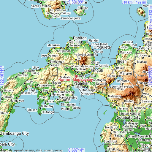 Topographic map of Ramon Magsaysay