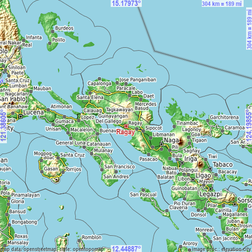 Topographic map of Ragay