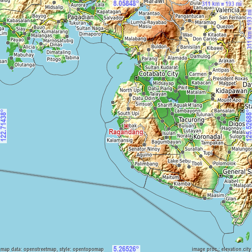 Topographic map of Ragandang