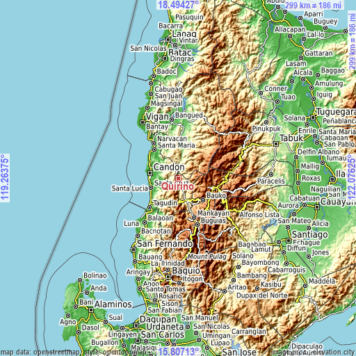 Topographic map of Quirino