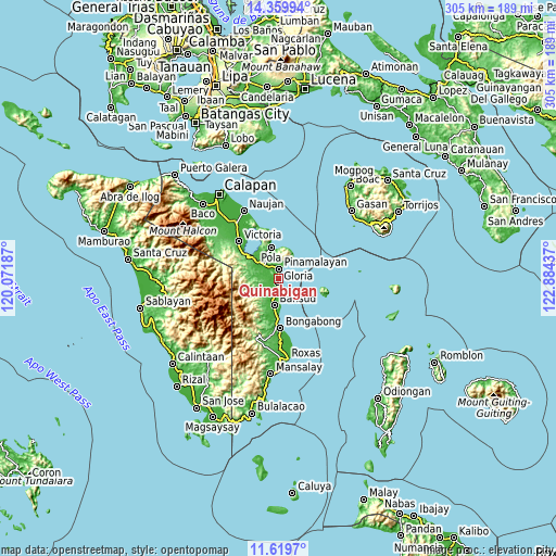 Topographic map of Quinabigan