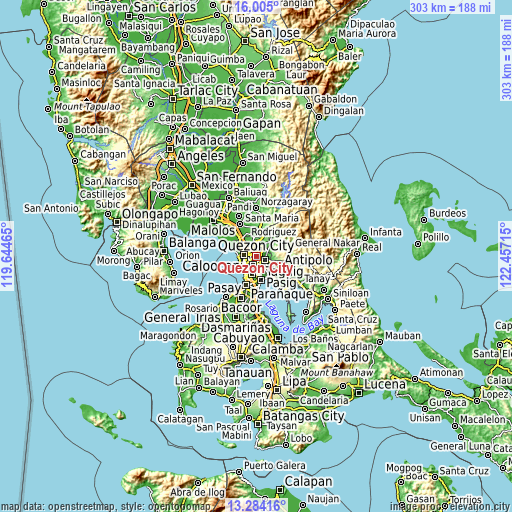 Topographic map of Quezon City