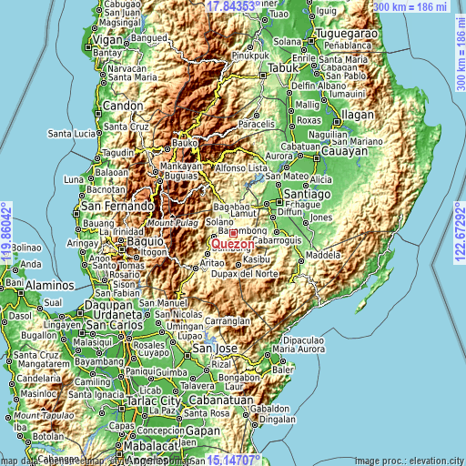 Topographic map of Quezon