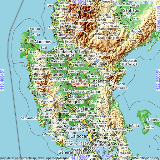 Topographic map of Quezon