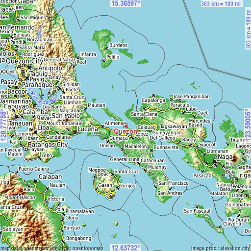 Topographic map of Quezon