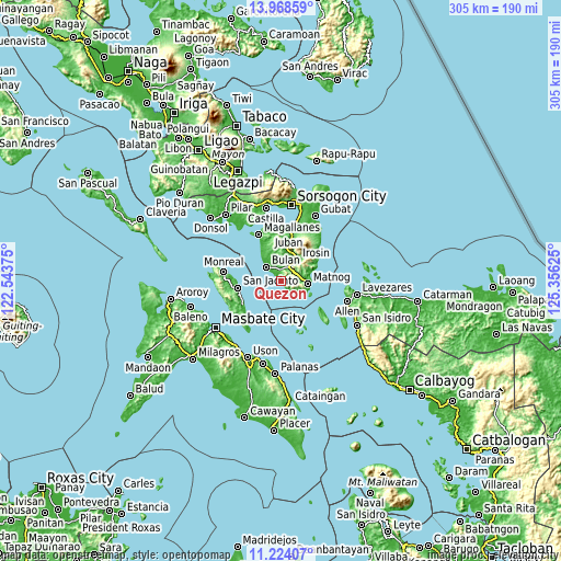 Topographic map of Quezon