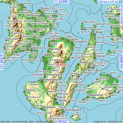 Topographic map of Quezon