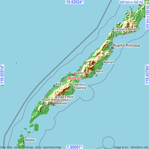 Topographic map of Quezon