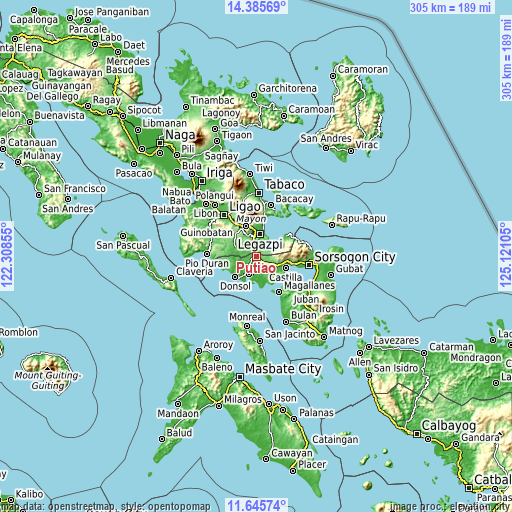 Topographic map of Putiao