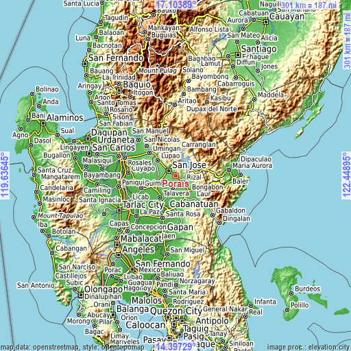 Topographic map of Porais