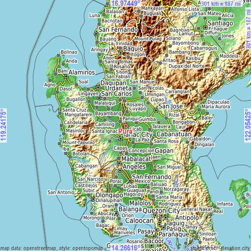 Topographic map of Pura