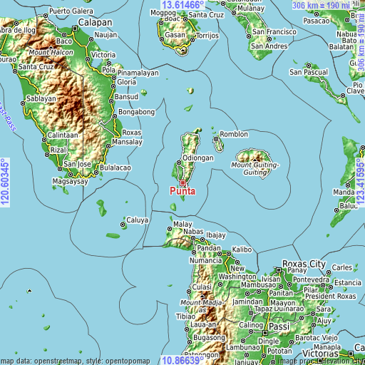 Topographic map of Punta