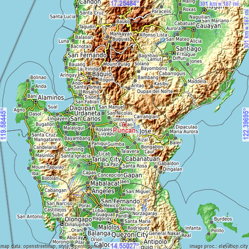 Topographic map of Puncan