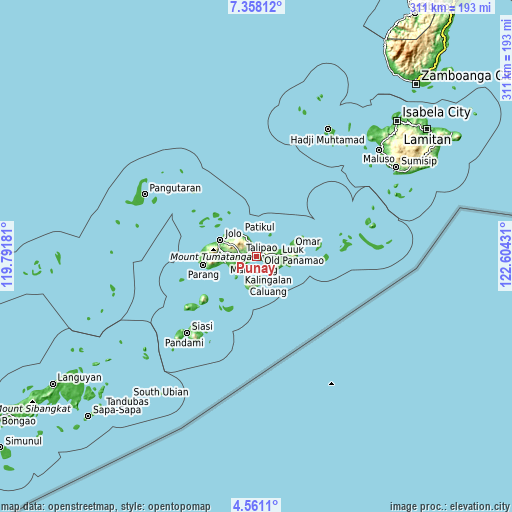 Topographic map of Punay