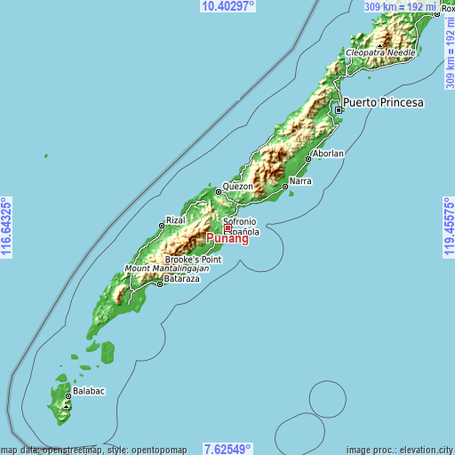 Topographic map of Punang