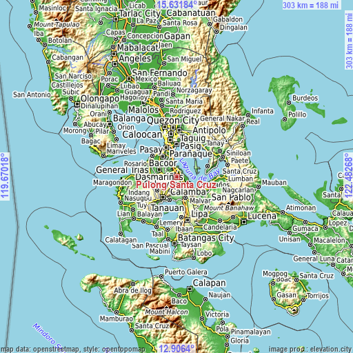 Topographic map of Pulong Santa Cruz