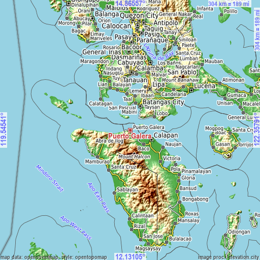 Topographic map of Puerto Galera