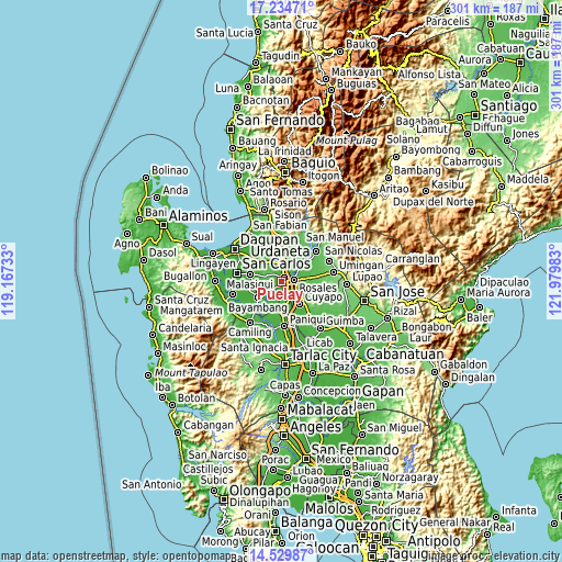 Topographic map of Puelay