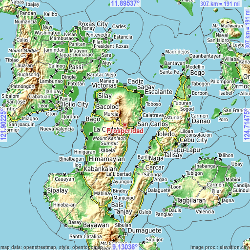 Topographic map of Prosperidad