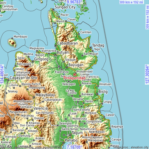 Topographic map of Prosperidad