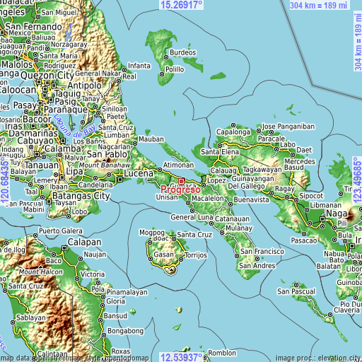 Topographic map of Progreso