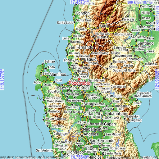 Topographic map of Pozorrubio