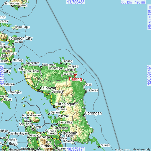 Topographic map of Patong