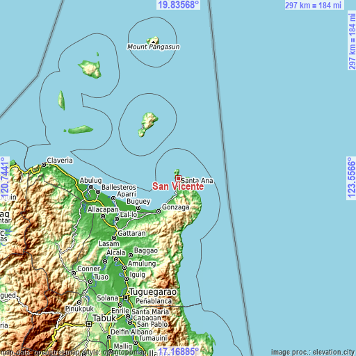 Topographic map of San Vicente