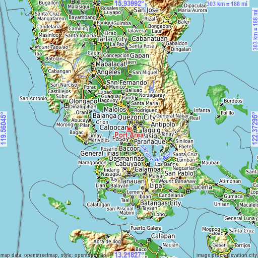 Topographic map of Port Area