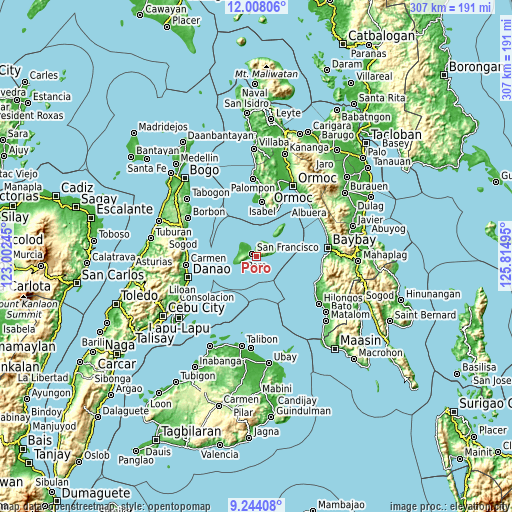 Topographic map of Poro