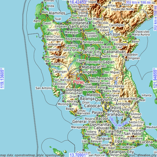 Topographic map of Porac